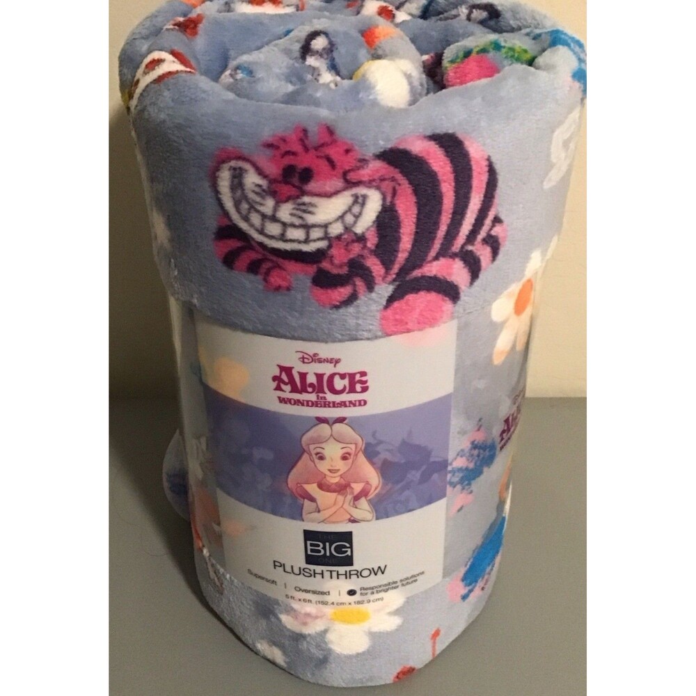 The Big One Disney Alice in Wonderland Plush Fleece Throw Blanket 5x6 ft NEW